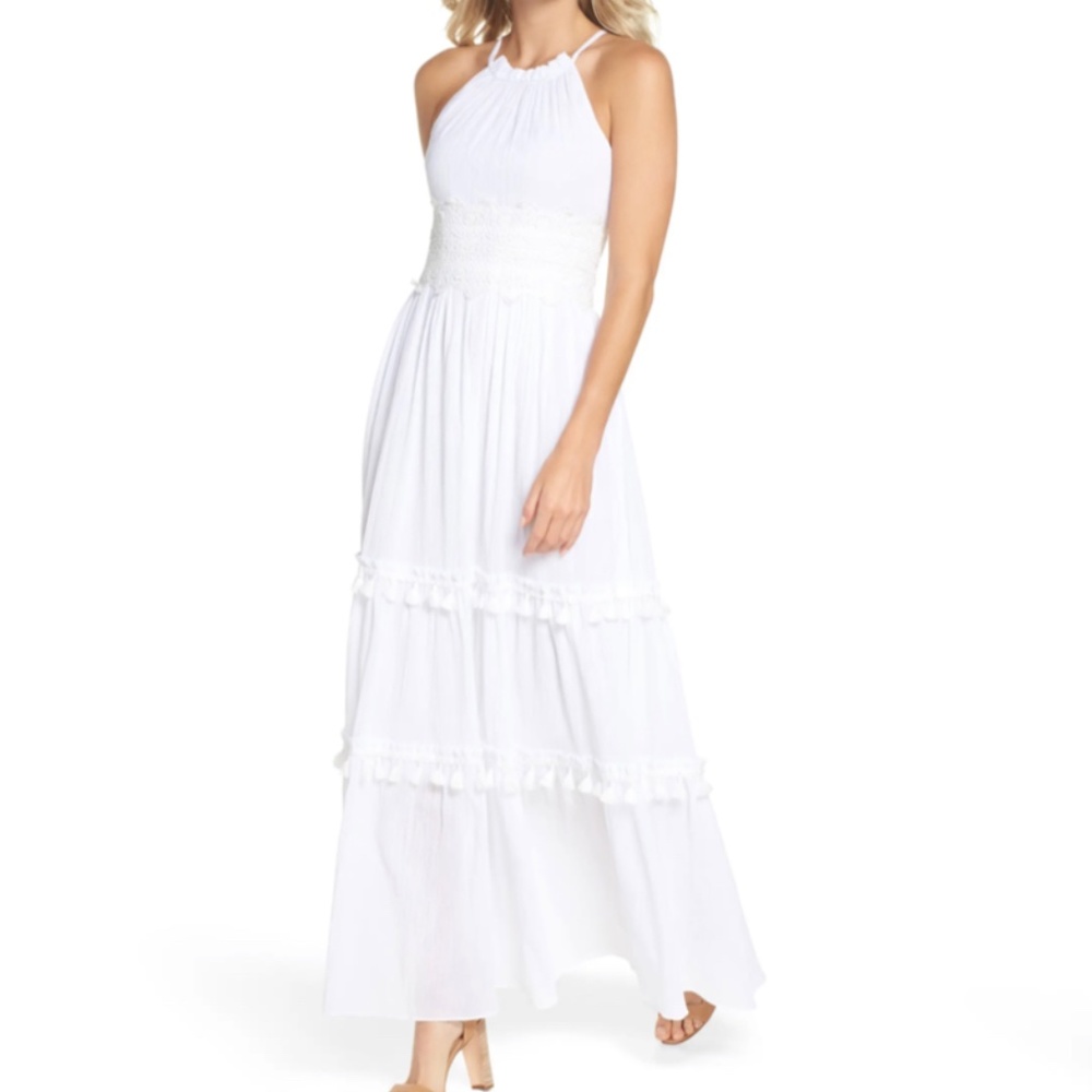 Eliza J white halter neck maxi dress
